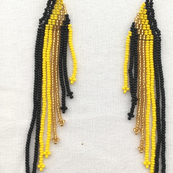 Asymmetrical Beaded Fringe/Tassel Earrings - Picture 2 of 2